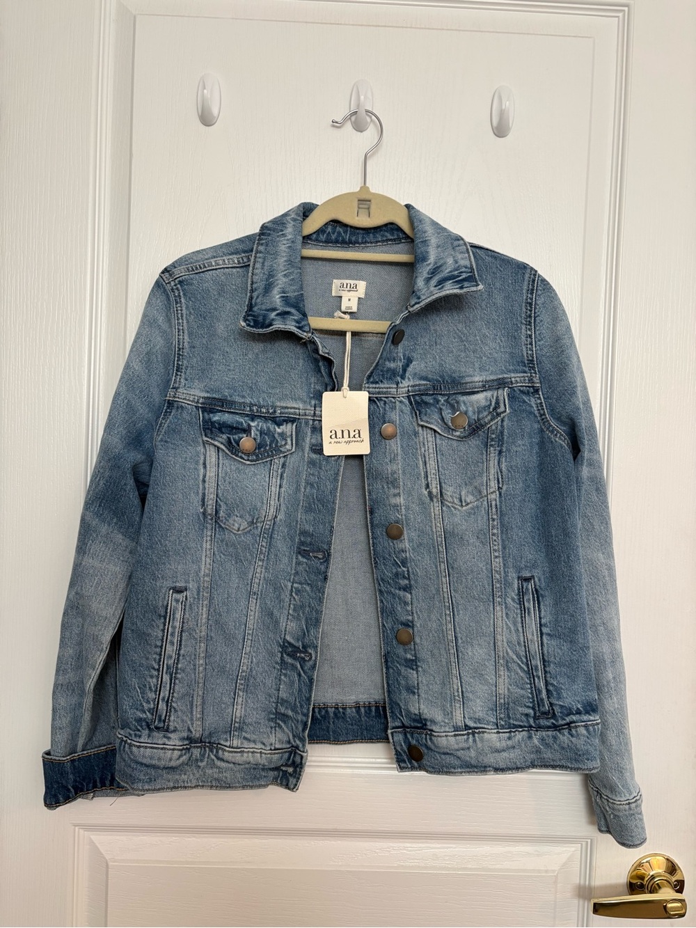 a.n.a Light Wash Blue Denim Jacket with Button Front